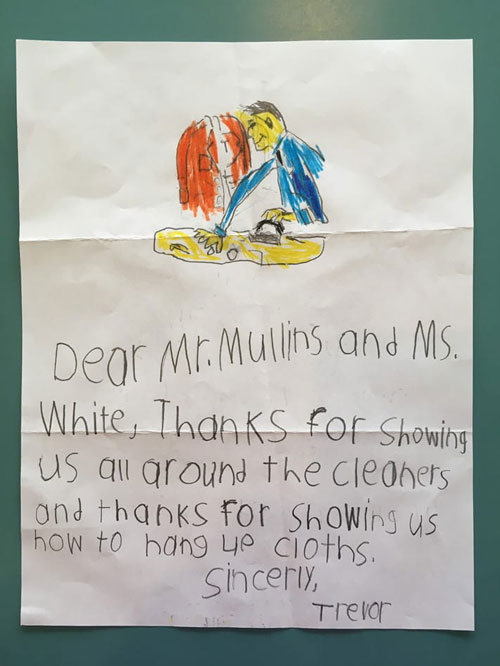 Letter from a child to McLean Cleaners